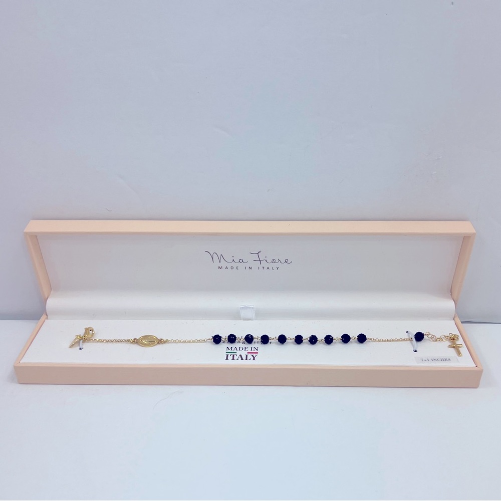 ⭐️MÍA FIORE💯,THE SIZE IS 7+ 1 INCH BRACELET, BLACK CRYSTAL BALLS, MADE IN ITALY